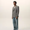 Grey New Wool Double Breasted Straight Jacket Grey New Wool Double Breasted Straight Jacket