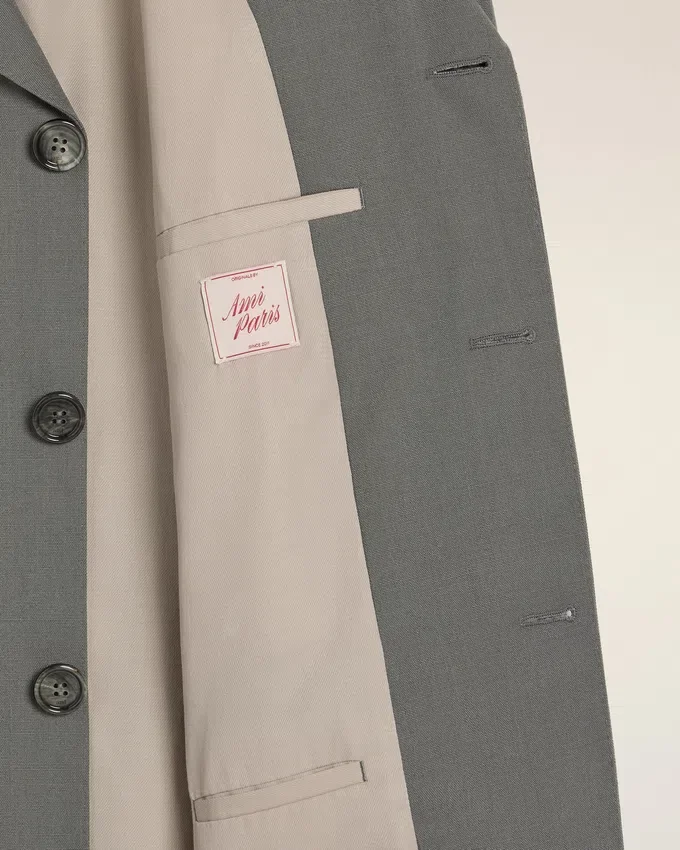Grey New Wool Double Breasted Straight Jacket Grey New Wool Double Breasted Straight Jacket