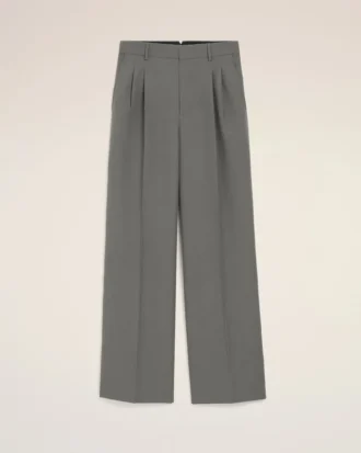 Grey New Wool Low Waist Wide Trousers