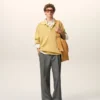 Grey New Wool Low Waist Wide Trousers Grey New Wool Low Waist Wide Trousers