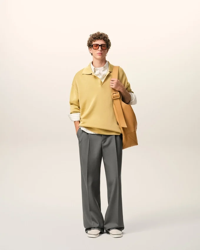 Grey New Wool Low Waist Wide Trousers Grey New Wool Low Waist Wide Trousers