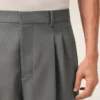 Grey New Wool Low Waist Wide Trousers Grey New Wool Low Waist Wide Trousers