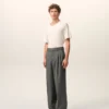 Grey New Wool Low Waist Wide Trousers Grey New Wool Low Waist Wide Trousers
