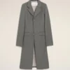 Grey New Wool Simple Breasted Fitted Coat