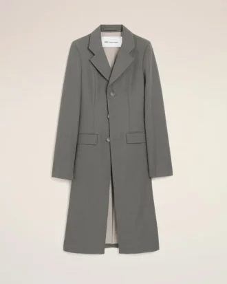 Grey New Wool Simple Breasted Fitted Coat