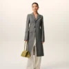 Grey New Wool Simple Breasted Fitted Coat