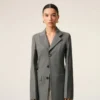 Grey New Wool Simple Breasted Fitted Coat