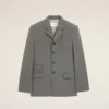 Grey New Wool Single Breasted Straight Jacket Grey New Wool Single Breasted Straight Jacket
