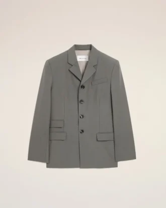Grey New Wool Single Breasted Straight Jacket