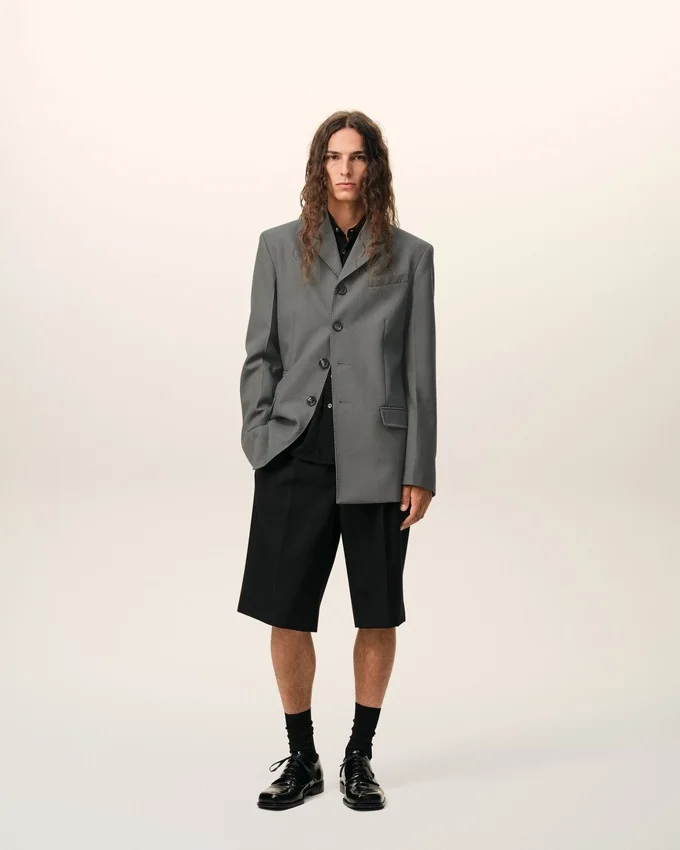 Grey New Wool Single Breasted Straight Jacket Grey New Wool Single Breasted Straight Jacket