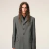 Grey New Wool Single Breasted Straight Jacket Grey New Wool Single Breasted Straight Jacket