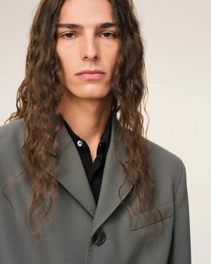 Grey New Wool Single Breasted Straight Jacket Grey New Wool Single Breasted Straight Jacket