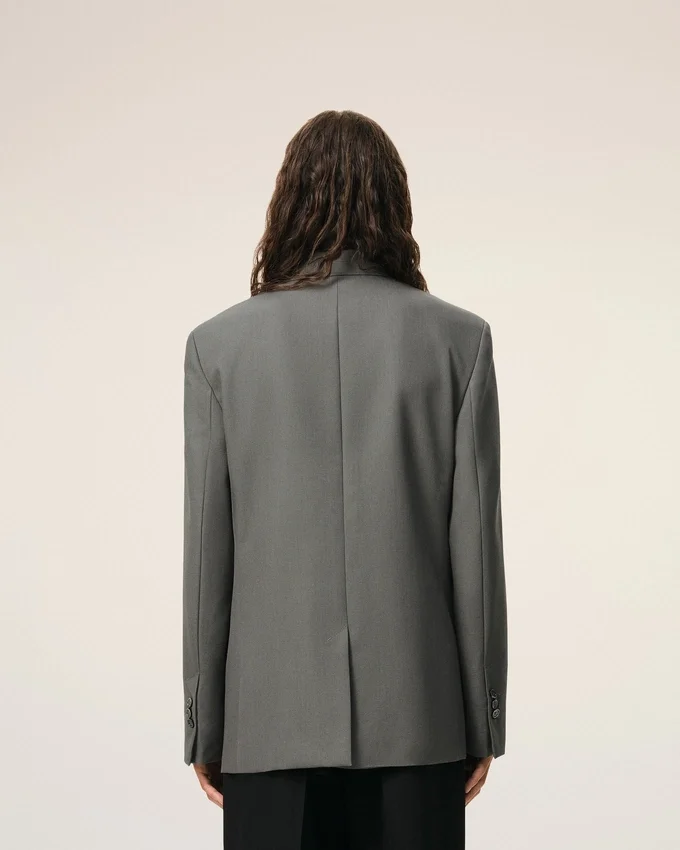 Grey New Wool Single Breasted Straight Jacket Grey New Wool Single Breasted Straight Jacket