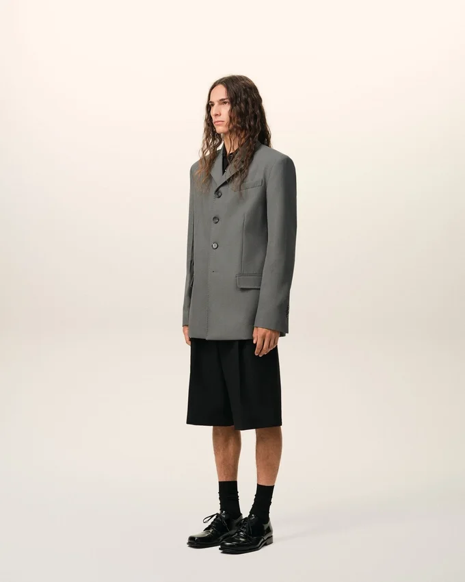 Grey New Wool Single Breasted Straight Jacket Grey New Wool Single Breasted Straight Jacket
