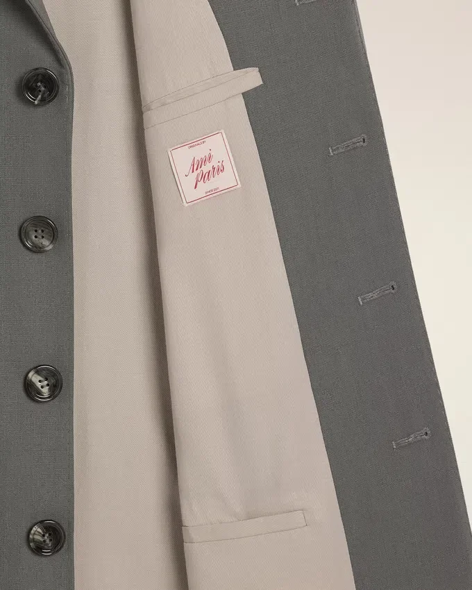 Grey New Wool Single Breasted Straight Jacket Grey New Wool Single Breasted Straight Jacket