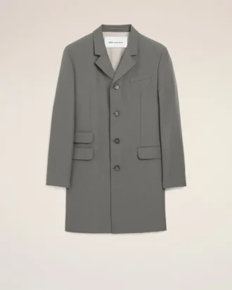 Grey New Wool Straight Simple Breasted Coat