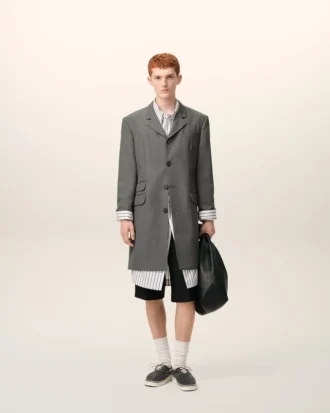 Grey New Wool Straight Simple Breasted Coat