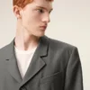 Grey New Wool Straight Simple Breasted Coat