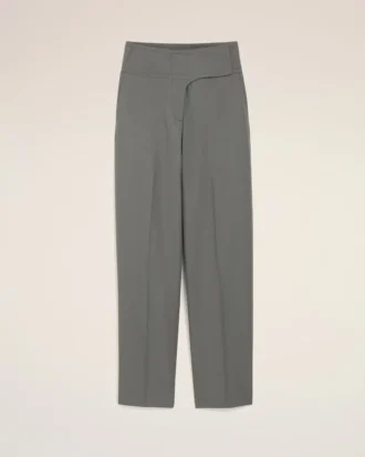 Grey New Wool Wrapped Belted Trousers