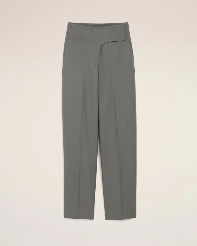 Grey New Wool Wrapped Belted Trousers Grey New Wool Wrapped Belted Trousers