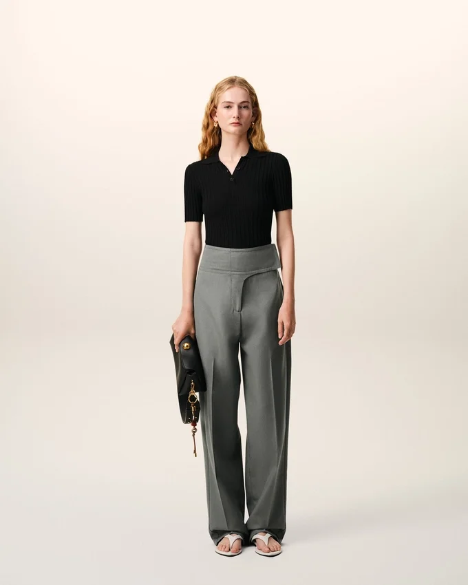 Grey New Wool Wrapped Belted Trousers Grey New Wool Wrapped Belted Trousers