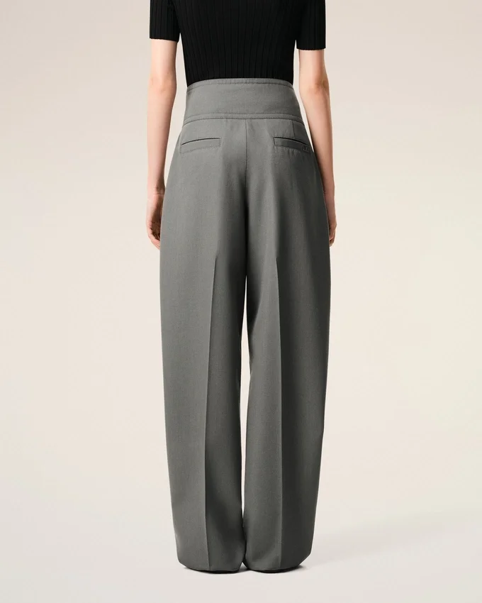 Grey New Wool Wrapped Belted Trousers Grey New Wool Wrapped Belted Trousers