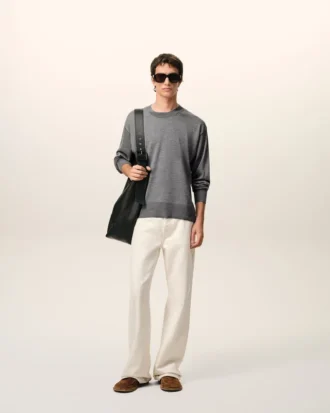 Grey Thin Wool Crewneck Ami De Coeur Sweater