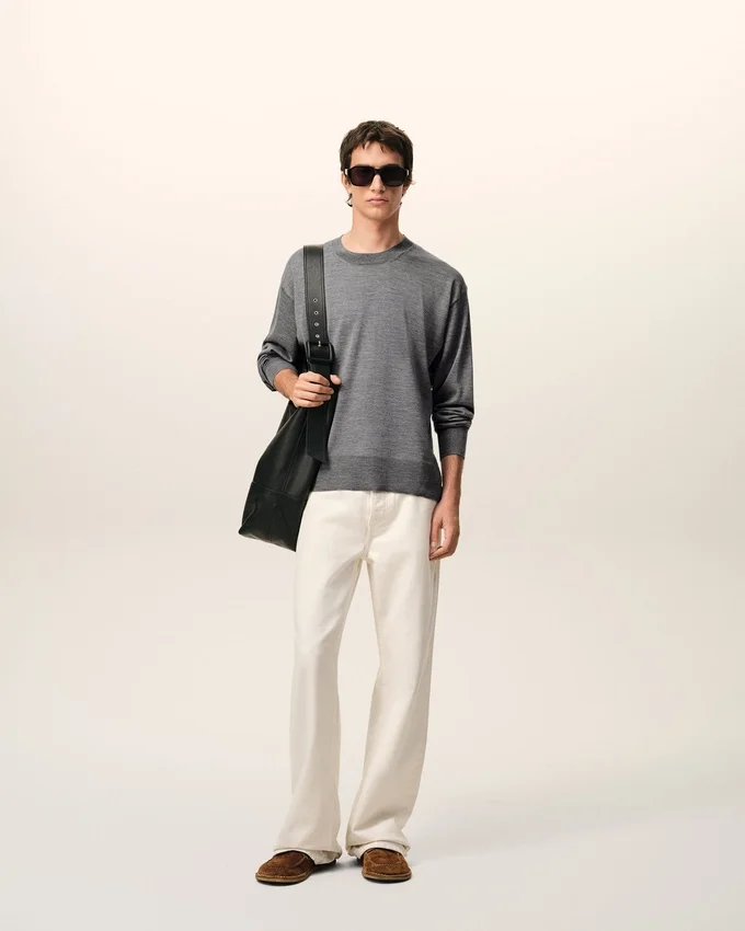 Grey Thin Wool Crewneck Ami De Coeur Sweater Grey Thin Wool Crewneck Ami De Coeur Sweater
