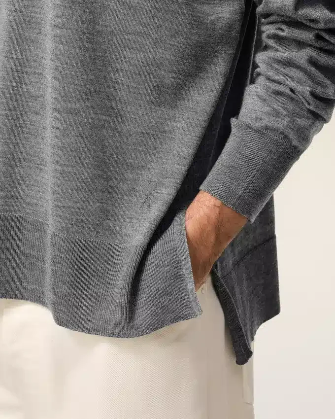 Grey Thin Wool Crewneck Ami De Coeur Sweater Grey Thin Wool Crewneck Ami De Coeur Sweater