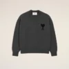 Grey Wool Ami De Coeur Crewneck Sweater