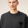 Grey Wool Ami De Coeur Crewneck Sweater