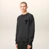 Grey Wool Ami De Coeur Crewneck Sweater