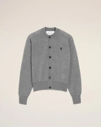 Grey Wool Crewneck Ami De Coeur Cardigan