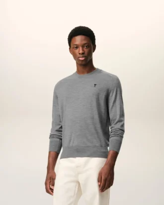 Grey Wool Crewneck Ami De Coeur Sweater