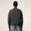 Grey Wool Crewneck Sweater with Contrasted Ami De Coeur