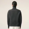 Grey Wool Funnel Neck Sweater with Contrasted Ami De Coeur