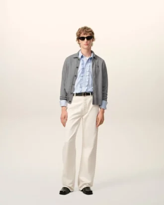 Grey Wool Shirt Collar Ami De Coeur Cardigan