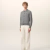 Grey Wool Shirt Collar Ami De Coeur Cardigan