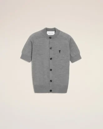 Grey Wool Short Sleeves Ami De Coeur Cardigan