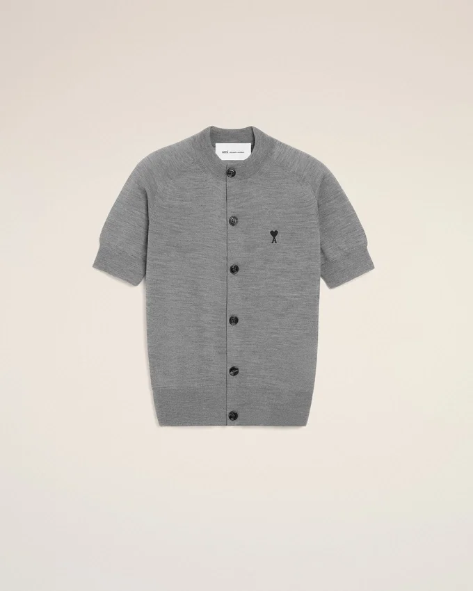 Grey Wool Short Sleeves Ami De Coeur Cardigan Grey Wool Short Sleeves Ami De Coeur Cardigan