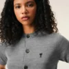 Grey Wool Short Sleeves Ami De Coeur Cardigan Grey Wool Short Sleeves Ami De Coeur Cardigan