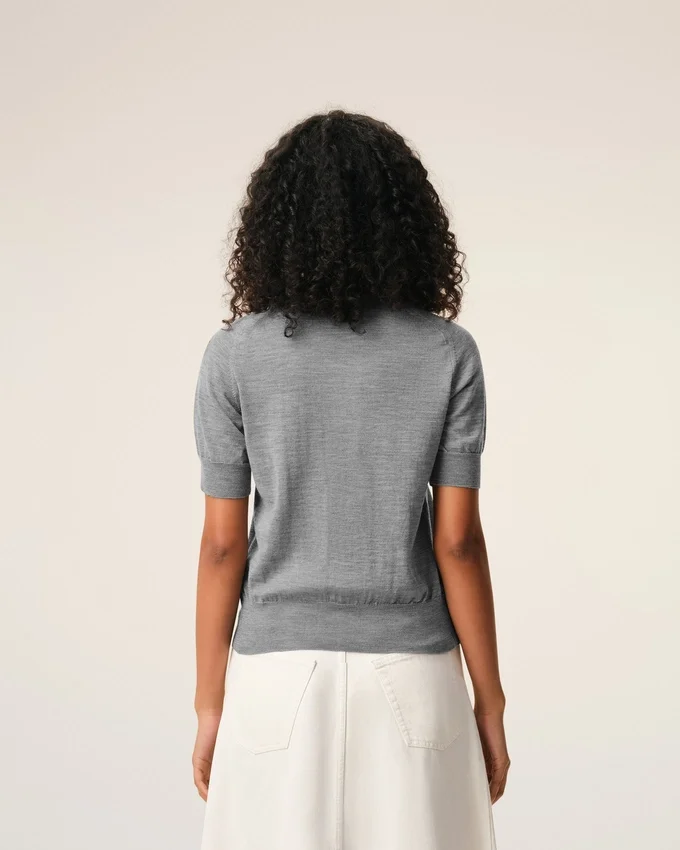 Grey Wool Short Sleeves Ami De Coeur Cardigan Grey Wool Short Sleeves Ami De Coeur Cardigan