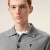 Grey Wool Short Sleeves Ami De Coeur Polo