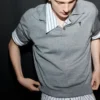 Grey Wool Short Sleeves Ami De Coeur Polo