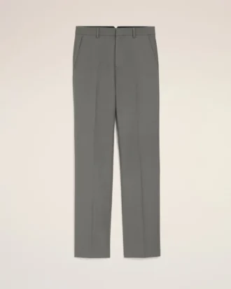 Grey Wool Straight Trousers