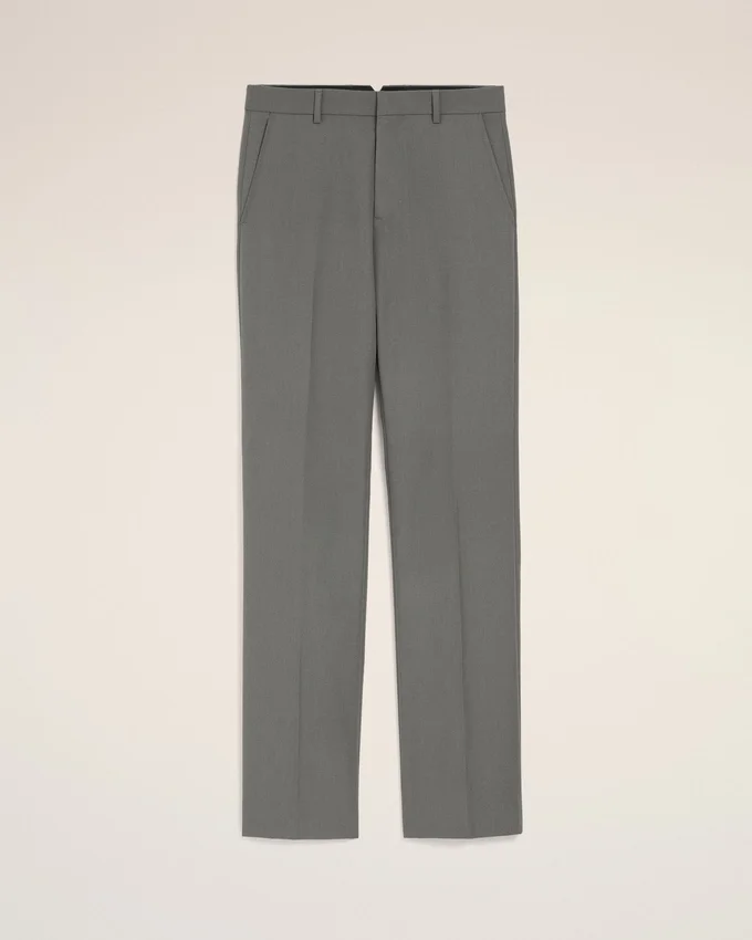 Grey Wool Straight Trousers Grey Wool Straight Trousers