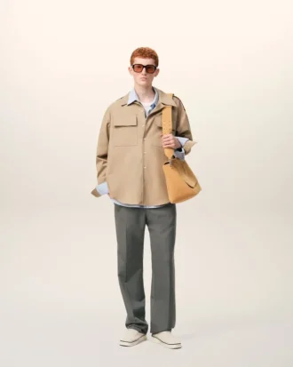 Grey Wool Straight Trousers