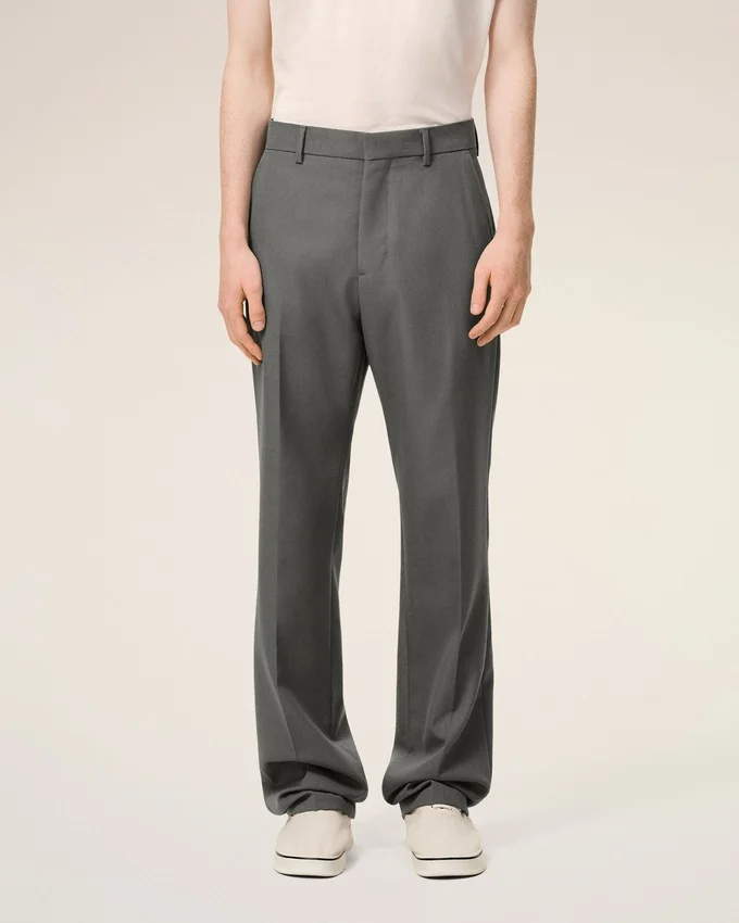 Grey Wool Straight Trousers Grey Wool Straight Trousers