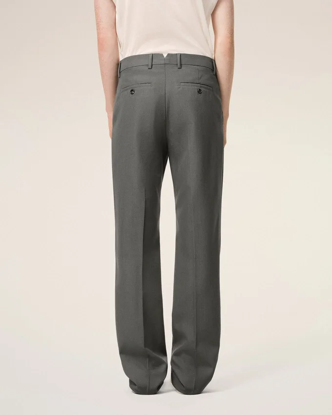 Grey Wool Straight Trousers Grey Wool Straight Trousers