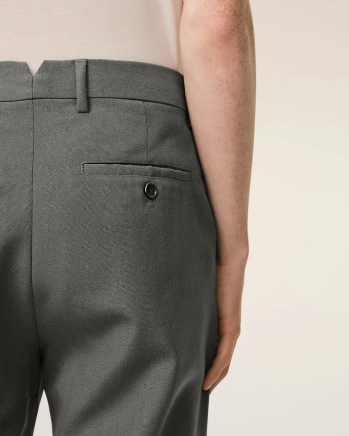 Grey Wool Straight Trousers Grey Wool Straight Trousers